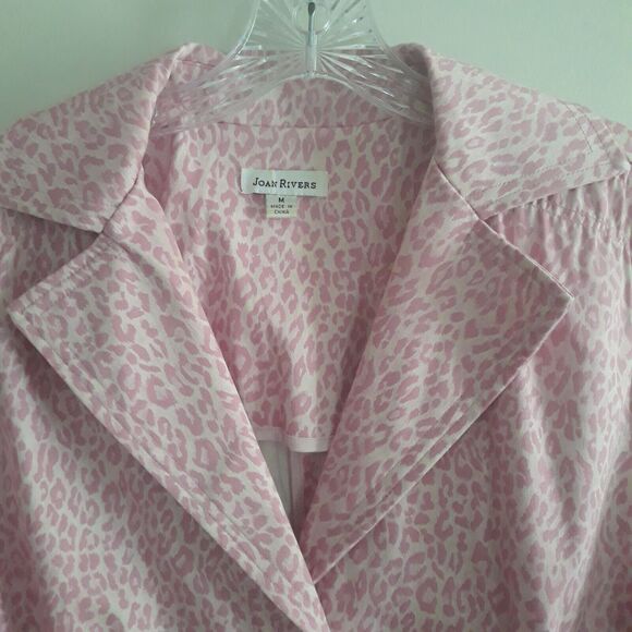 Joan Rivers Blazer Jacket Women Medium Pink Leopard Elastic Waist - Picture 3 of 12
